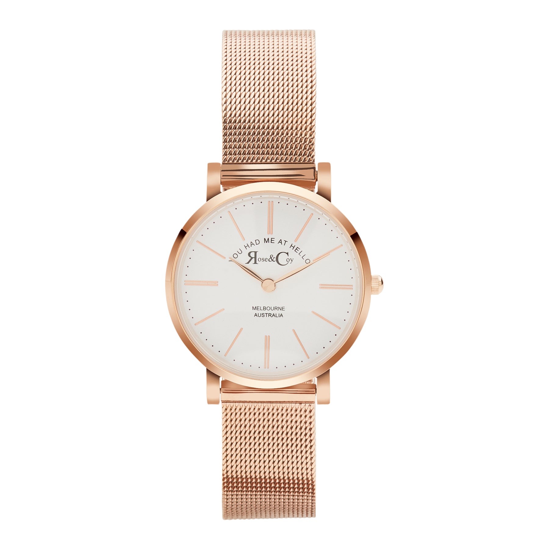 You had me at hello 30mm Rose Gold | Mesh Strap Watch